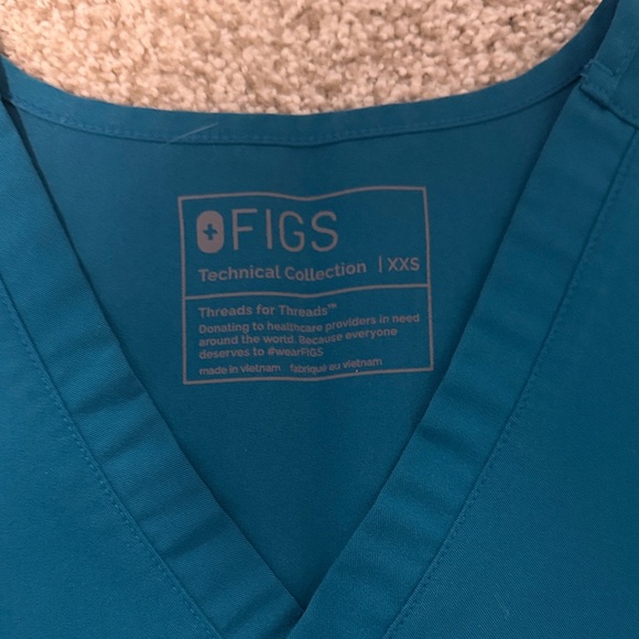 Figs Blue V-Neck Scrub Top - Picture 2 of 3